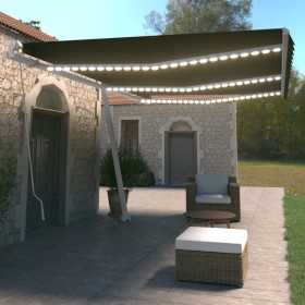 Tenda da Sole Retrattile Manuale con LED 600x350 cm Antracite