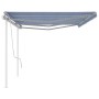 Tenda da Sole Retrattile Manuale con Pali 6x3m Blu e Bianca