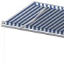 Tenda da Sole Retrattile Manuale con Pali 6x3m Blu e Bianca