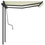 Tenda da Sole Retrattile Manuale con Pali 3,5x2,5 m Crema