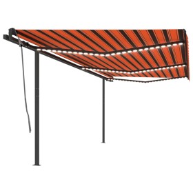 Tenda da Sole Retrattile Manuale con LED 6x3 m Arancio Marrone