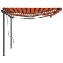 Tenda da Sole Retrattile Manuale con LED 6x3 m Arancio Marrone
