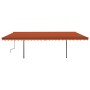 Tenda da Sole Retrattile Manuale con LED 6x3 m Arancio Marrone