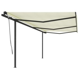 Tenda da Sole Retrattile Manuale con Pali 6x3 m Crema