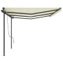 Tenda da Sole Retrattile Manuale con Pali 6x3 m Crema