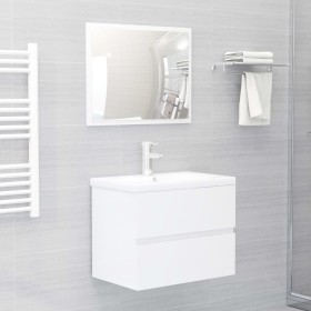 Set Mobili da Bagno Bianco Lucido in Truciolato