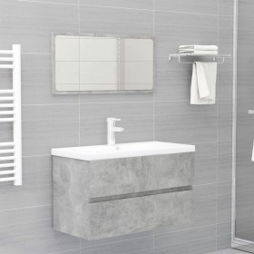 Set Mobili da Bagno Grigio Cemento in Truciolato