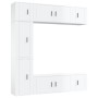 Set di Mobili Porta TV 7 pz Bianco Lucido in Legno Multistrato