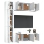 Set di Mobili Porta TV 7 pz Bianco Lucido in Legno Multistrato