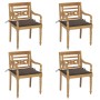 Sedie Batavia con Cuscini 4 pz in Legno Massello di Teak