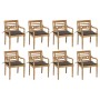 Sedie Batavia con Cuscini 8 pz in Legno Massello di Teak