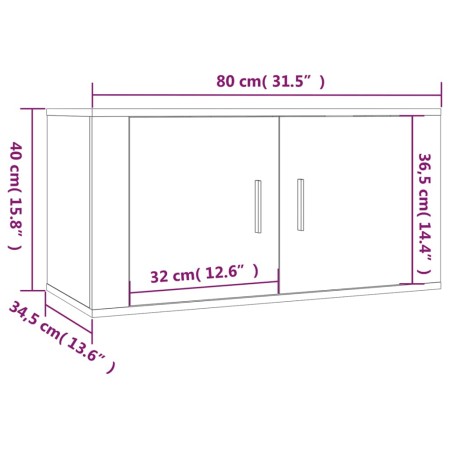 Set Mobili Porta TV 2 pz Rovere Fumo in Legno Multistrato