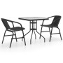 Set Mobili da Pranzo per Giardino 3 pz Nero