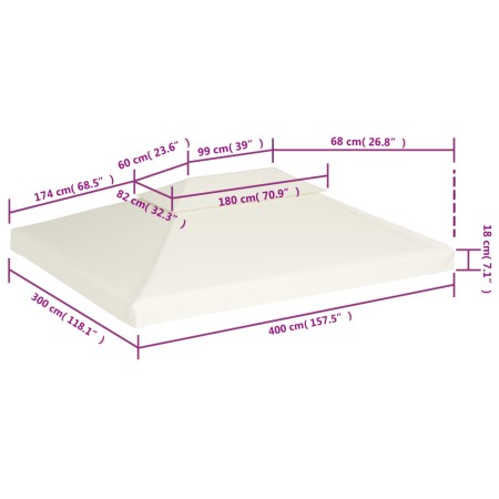 Telo di Ricambio per Gazebo 310g/m² Bianco Crema 3x4m