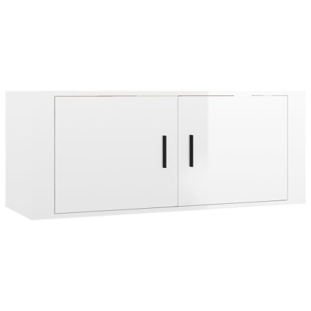 Set di Mobili Porta TV 5 pz Bianco Lucido in Legno Multistrato