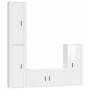 Set di Mobili Porta TV 4 pz Bianco Lucido in Legno Multistrato