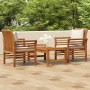 Set Mobili da Giardino 3pz con Cuscini Legno Massello di Acacia