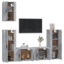 Set di Mobili Porta TV 5 pz Grigio Cemento in Legno Multistrato