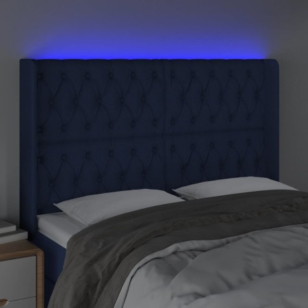 Testiera a LED Blu 147x16x118/128 cm in Tessuto