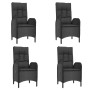 Set da Pranzo da Giardino 7 pz Nero con Cuscini in Polyrattan