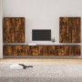 Set di Mobili Porta TV 7 pz Rovere Fumo in Legno Multistrato