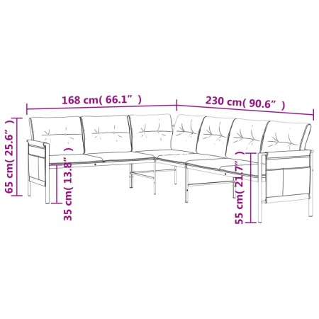 Set da Pranzo da Giardino 2 pz in Acciaio Antracite