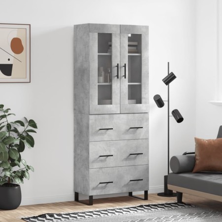 Credenza Grigio Cemento 69,5x34x180 cm in Legno Multistrato