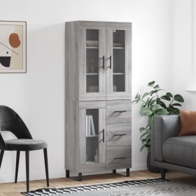 Credenza Grigio Sonoma 69,5x34x180 cm in Legno Multistrato