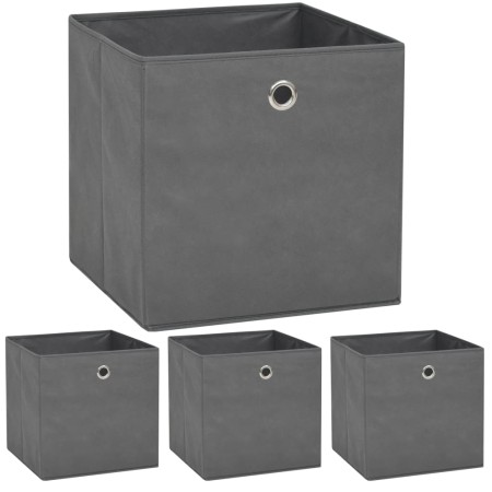 Contenitori 4 pz in Tessuto non Tessuto 32x32x32 cm Grigio