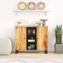 Credenza con 2 Ante 90x33x75 cm in Legno Massello di Mango