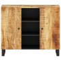 Credenza con 2 Ante 90x33x75 cm in Legno Massello di Mango