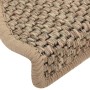 Tappeti Adesivi Scale Aspetto Sisal 15 pz 65x21x4cm Beige Scuro