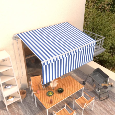 Tenda Sole Retrattile Automatica Parasole 3,5x2,5m Blu Bianco