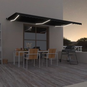 Tenda da Sole Retrattile Manuale con LED 600x350 cm Antracite