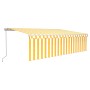 Tenda Sole Retrattile Manuale Parasole LED 5x3m Gialla Bianca