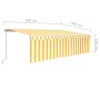 Tenda Sole Retrattile Manuale Parasole LED 5x3m Gialla Bianca