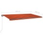 Tenda da Sole Retrattile Manuale LED 600x350 cm Arancio Marrone