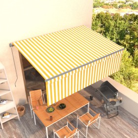 Tenda Sole Retrattile Manuale con Parasole 4x3m Gialla Bianca