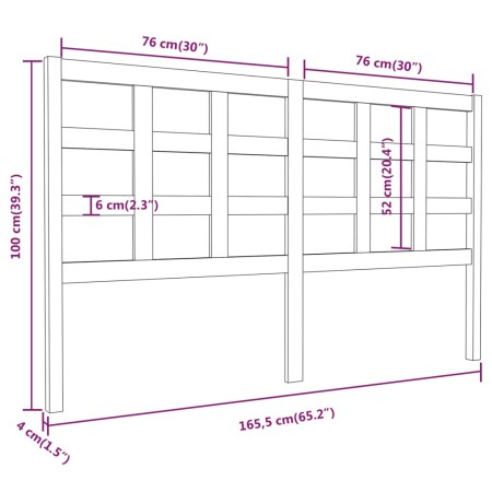 Testiera per Letto Grigia 165,5x4x100 cm Legno Massello di Pino