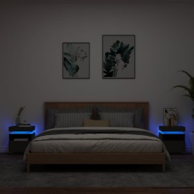 Comodini con Luci LED 2pz Neri 40x39x48,5 cm