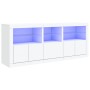 Credenza con Luci LED Bianca 162x37x67 cm