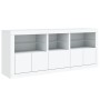 Credenza con Luci LED Bianca 162x37x67 cm