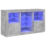 Credenza con Luci LED Grigio Cemento 123x37x67 cm