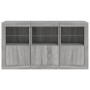 Credenza con Luci LED Grigio Sonoma 123x37x67 cm