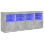 Credenza con Luci LED Grigio Cemento 163x37x67 cm