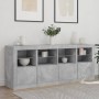 Credenza con Luci LED Grigio Cemento 163x37x67 cm