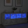 Credenza con Luci LED Grigio Cemento 163x37x67 cm