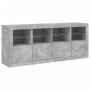 Credenza con Luci LED Grigio Cemento 163x37x67 cm