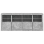 Credenza con Luci LED Grigio Cemento 163x37x67 cm