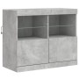 Credenza con Luci LED Grigio Cemento 163x37x67 cm